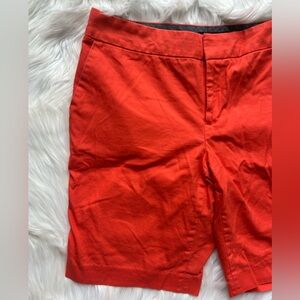 Red Orange Bermuda Shorts Chino Preppy Tailored Stretch Summer Resort Casual